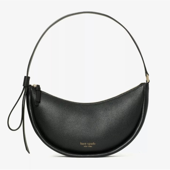 kate spade Handbags - KATE SPADE SMALL SMILE SHOULDER PURSE/BAG • black leather • crescent shape
